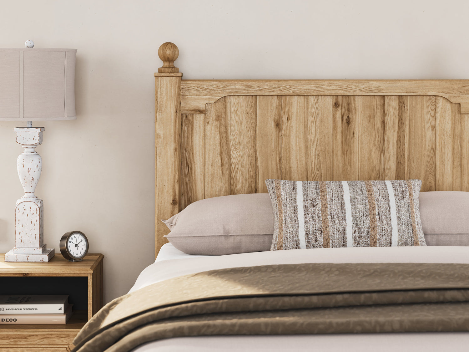 Aleaport Full Panel Bed with Mirrored Dresser in Warm Brown from Ashley - Luna Furniture