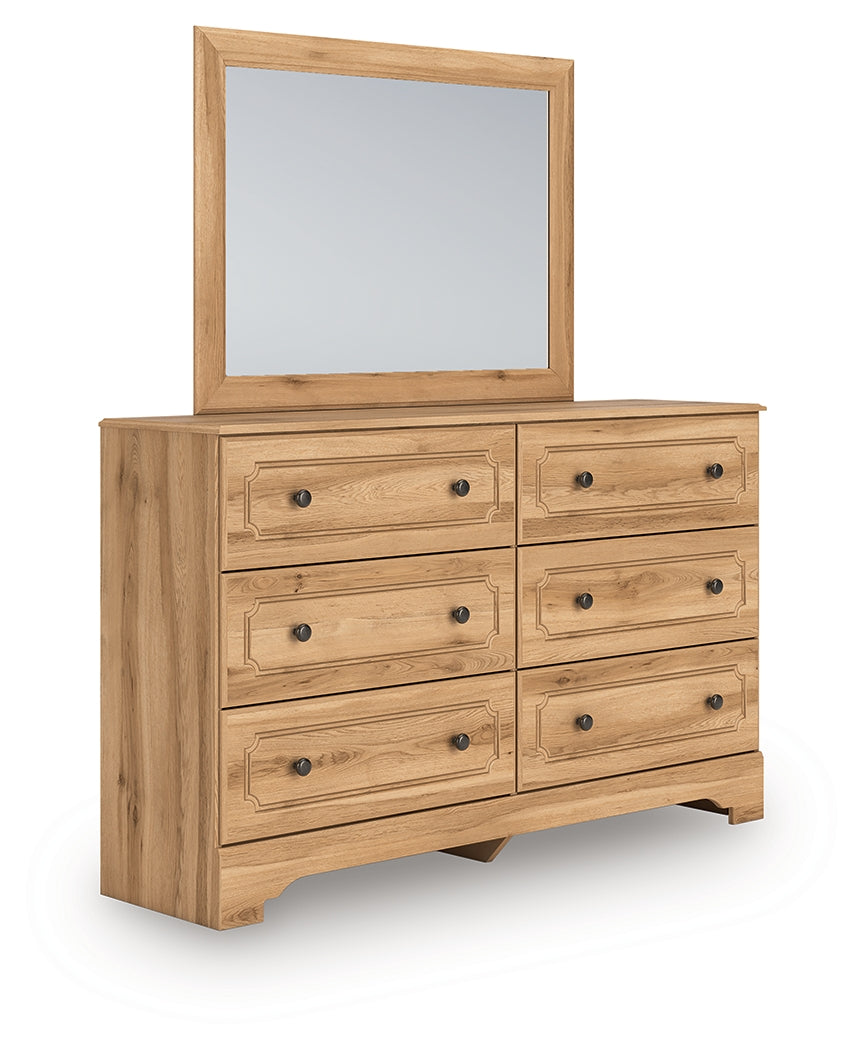 Aleaport Full Panel Bed with Mirrored Dresser in Warm Brown from Ashley - Luna Furniture