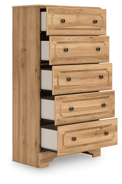Aleaport King Panel Bed with Dresser and Chest in Warm Brown from Ashley - Luna Furniture