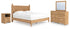 Aleaport King Panel Bed with Mirrored Dresser and Nightstand in Warm Brown from Ashley - Luna Furniture