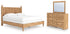 Aleaport King Panel Bed with Mirrored Dresser in Warm Brown from Ashley - Luna Furniture