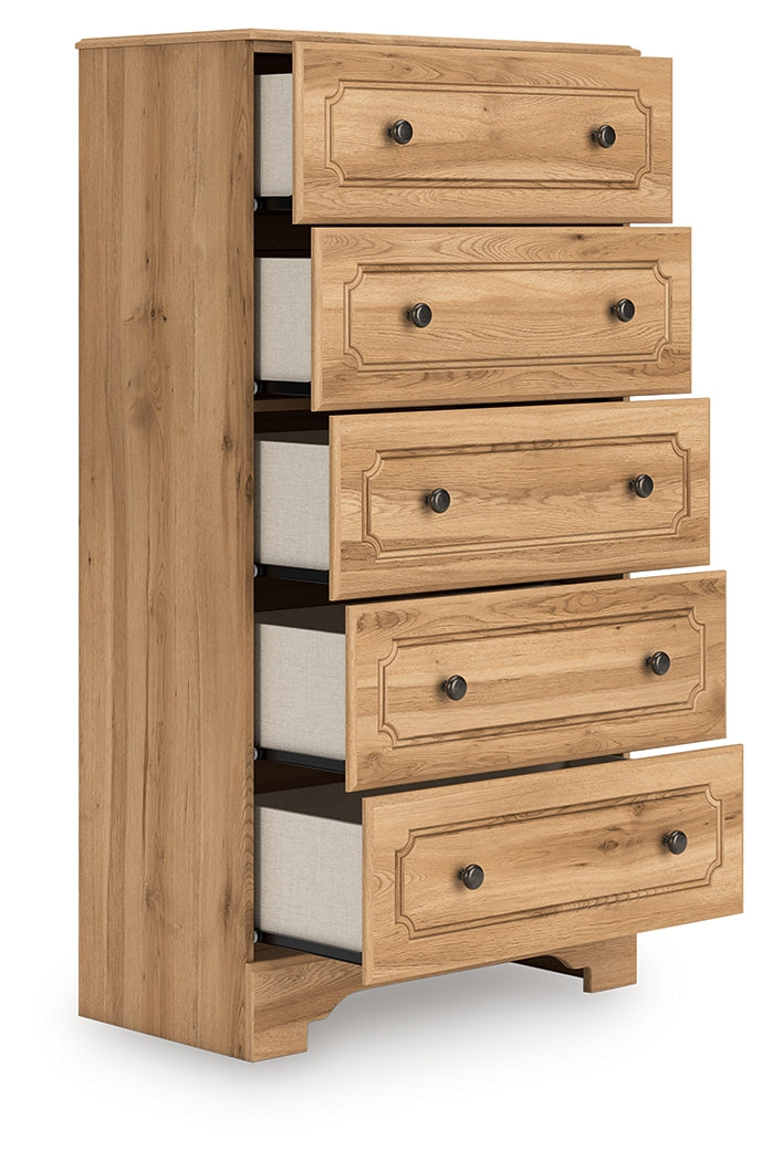 Aleaport Queen Panel Bed with Dresser and Chest in Warm Brown from Ashley - Luna Furniture