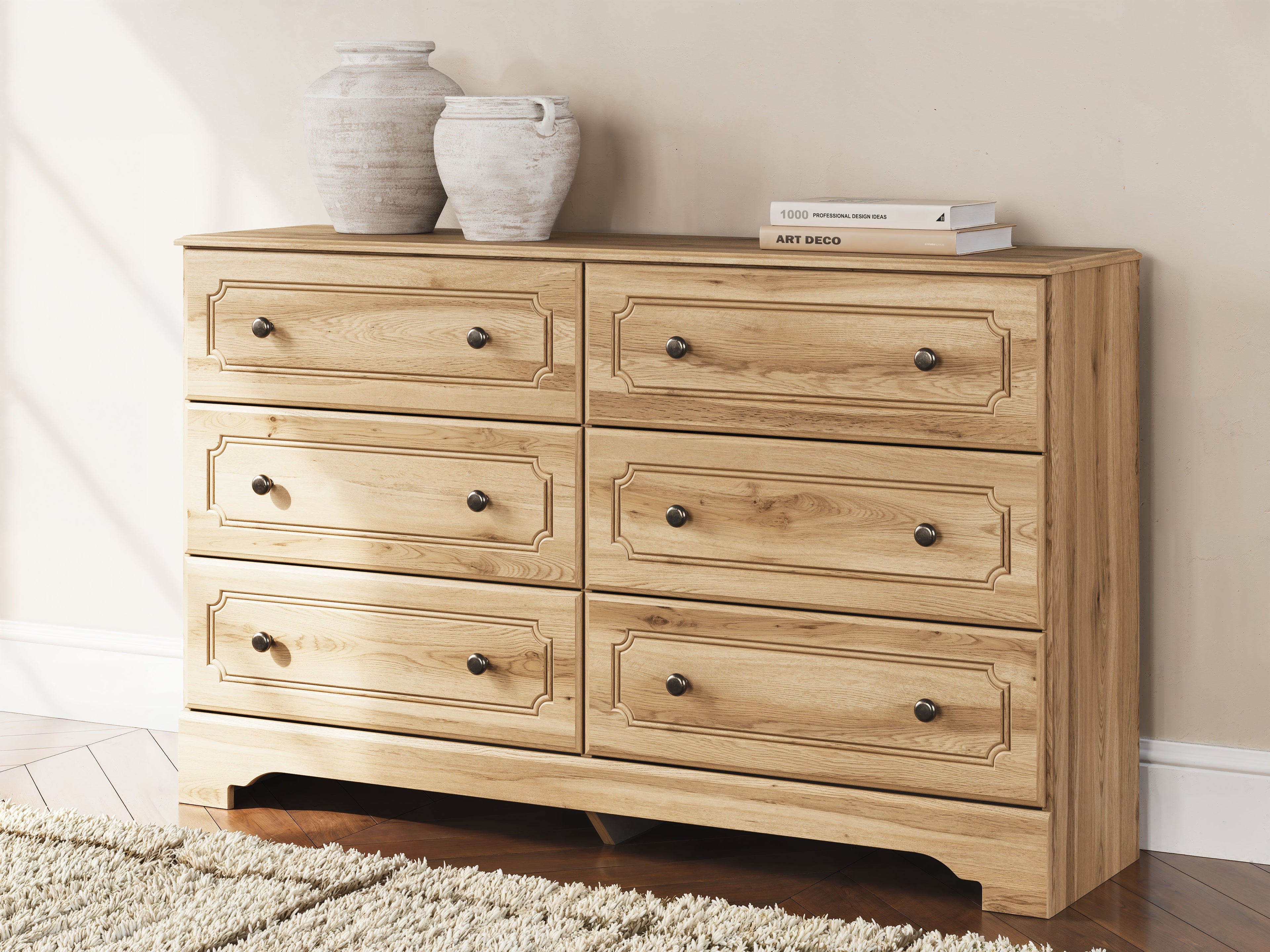 Aleaport Queen Panel Bed with Dresser and Nightstand in Warm Brown from Ashley - Luna Furniture