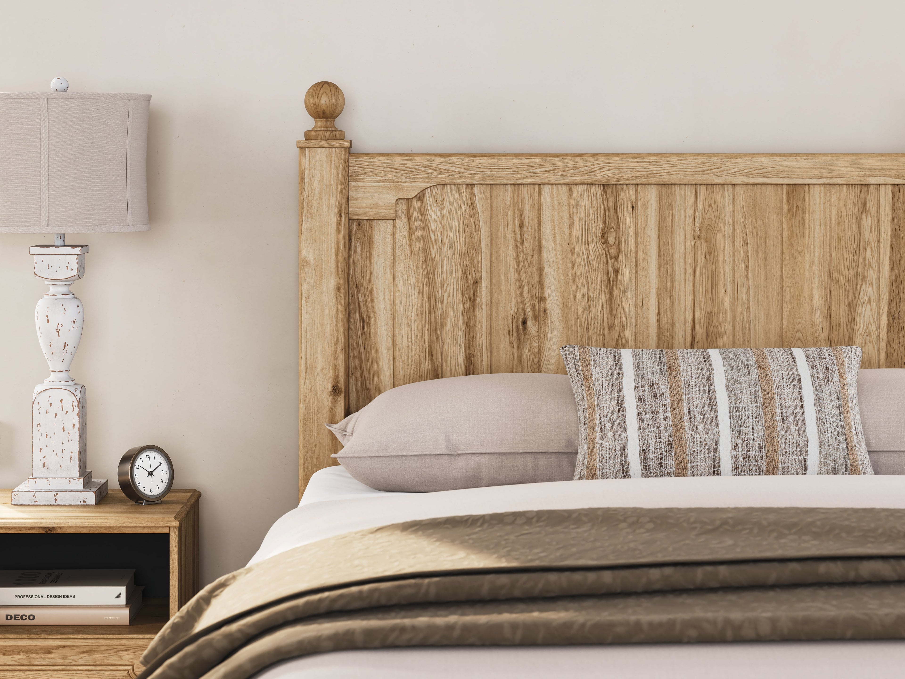 Aleaport Queen Panel Bed with Dresser and Nightstand in Warm Brown from Ashley - Luna Furniture