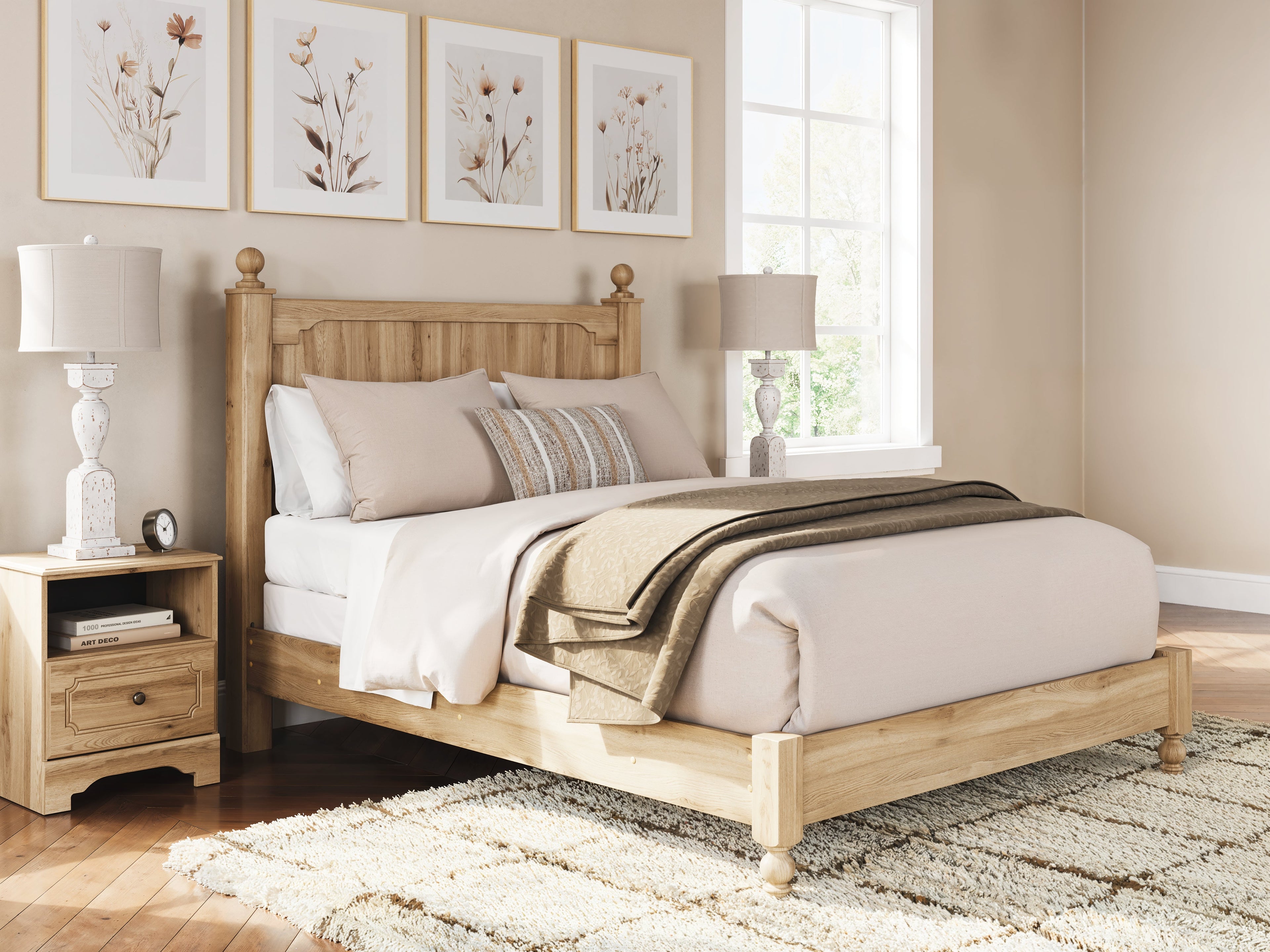 Aleaport Queen Panel Bed with Dresser and Nightstand in Warm Brown from Ashley - Luna Furniture
