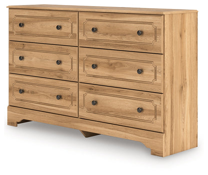 Aleaport Queen Panel Bed with Dresser and Nightstand in Warm Brown from Ashley - Luna Furniture