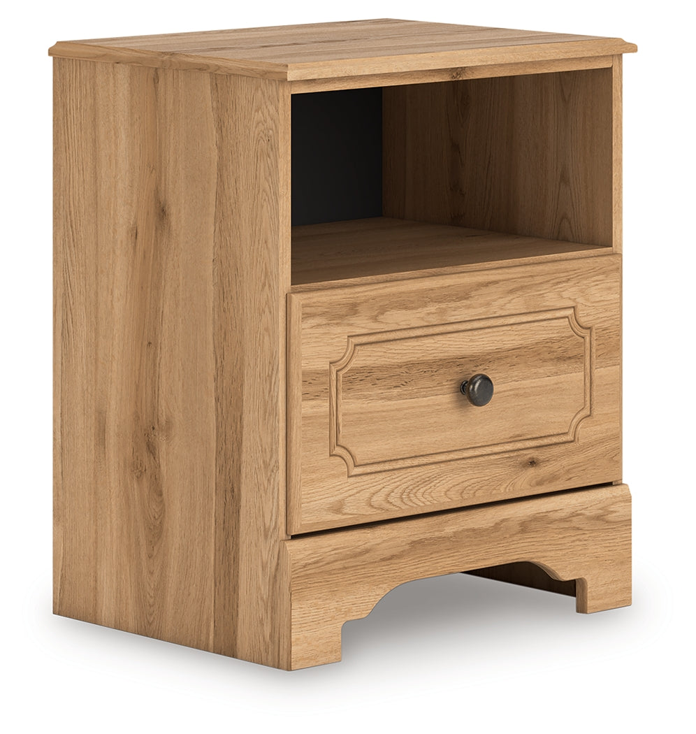 Aleaport Twin Panel Bed with Chest and Nightstand in Warm Brown from Ashley - Luna Furniture