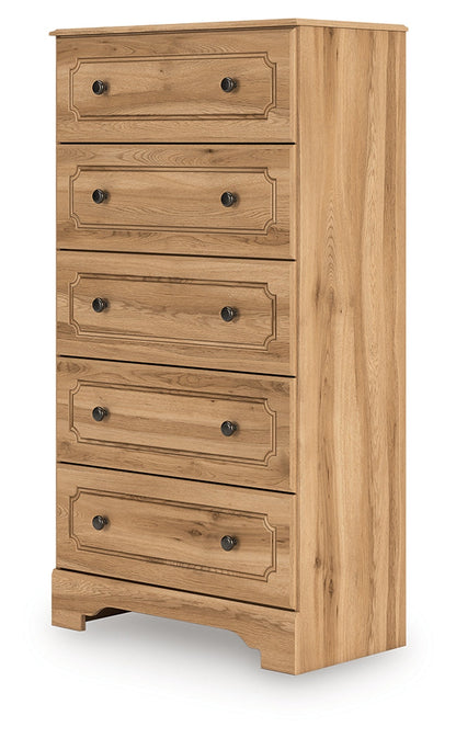 Aleaport Twin Panel Bed with Chest and Nightstand in Warm Brown from Ashley - Luna Furniture