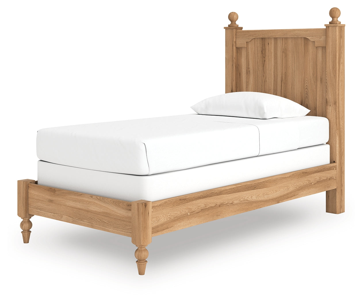 Aleaport Twin Panel Bed with Mirrored Dresser and Nightstand in Warm Brown from Ashley - Luna Furniture