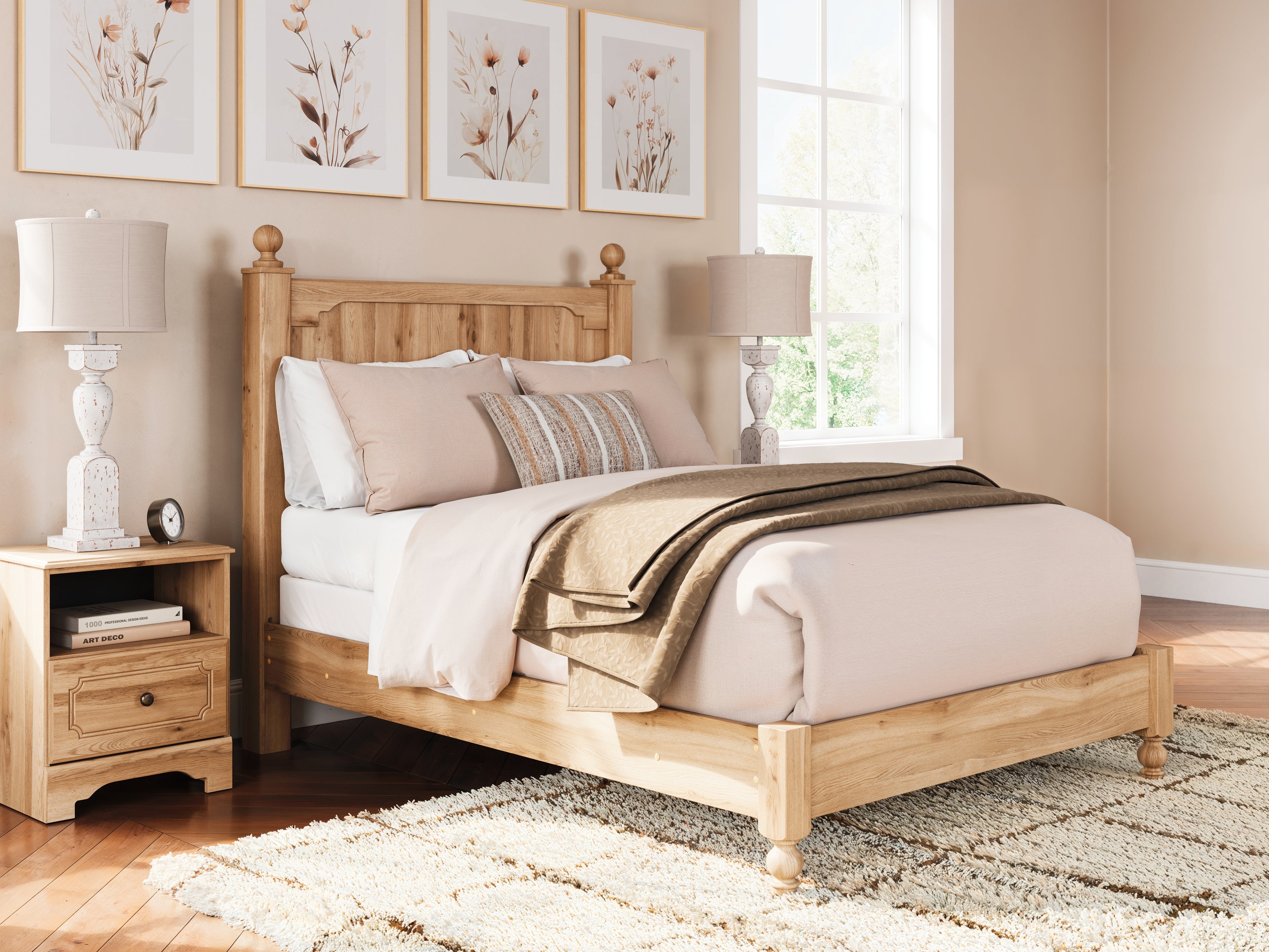 Aleaport Warm Brown Full Panel Bed - PCB1075B4