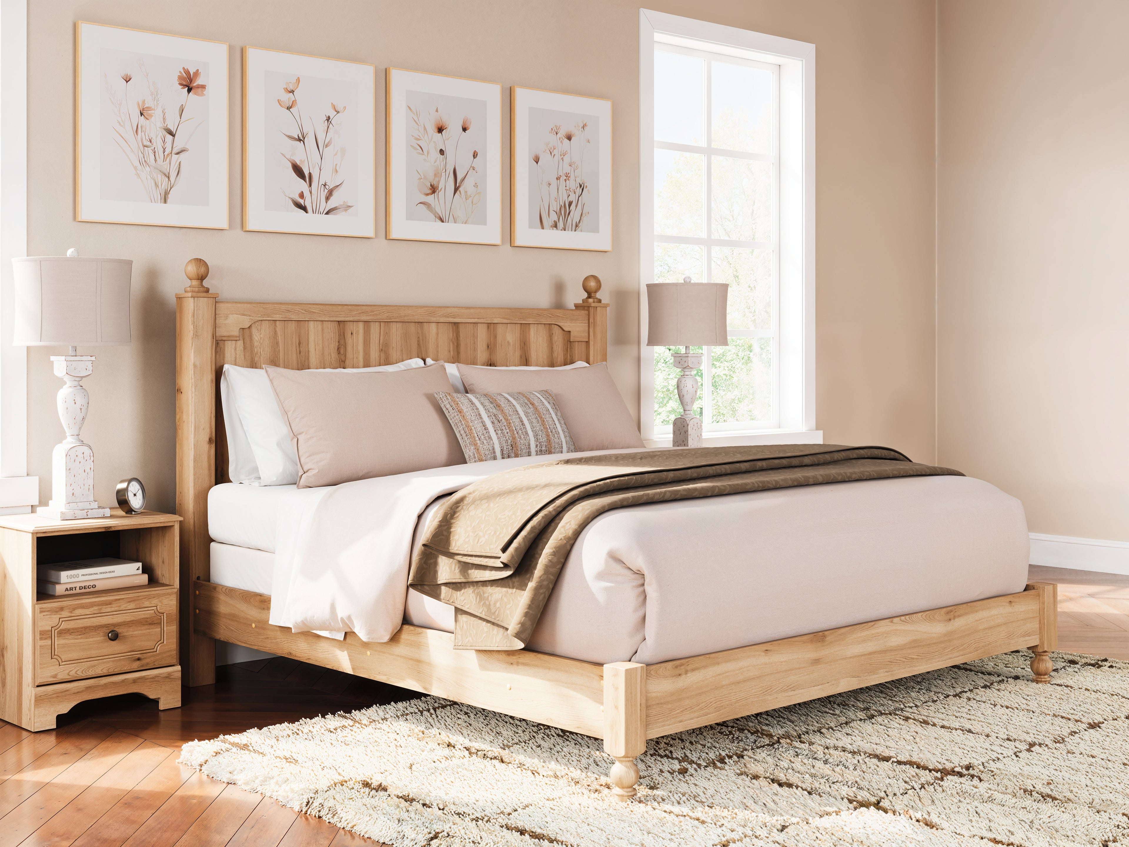 Aleaport Warm Brown King Panel Bed - PCB1075B8