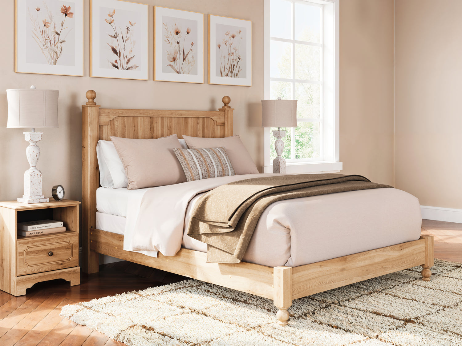 Aleaport Warm Brown Queen Panel Bed - PCB1075B7