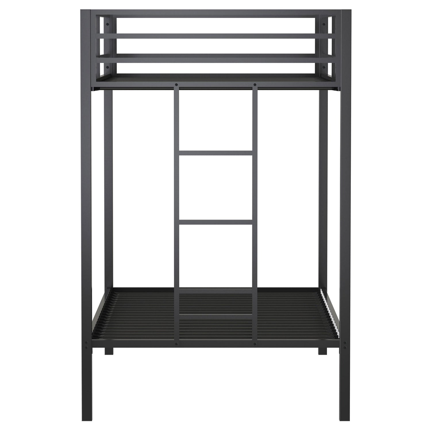 Alevera Metal Twin Over Twin Bunk Bed with Ladder Black - 460361BLK