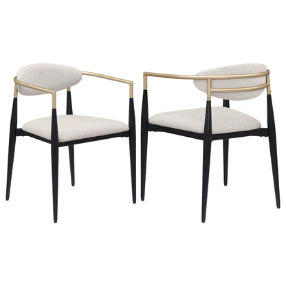 Alexis Upholstered Dining Arm Chair Beige (Set of 2) - 182692