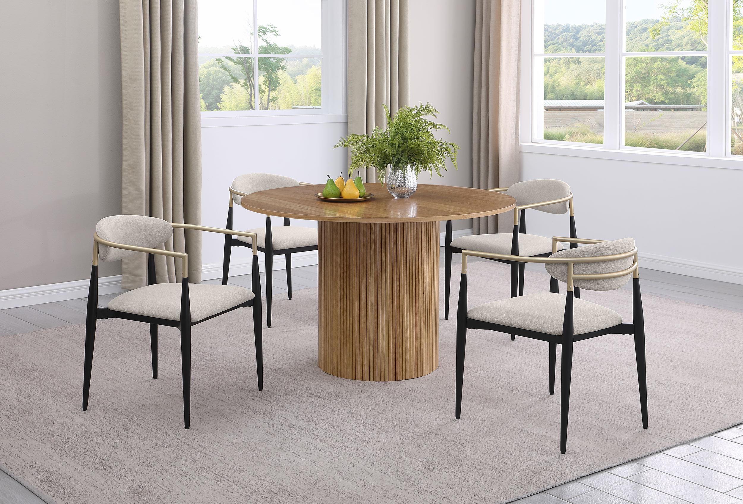 Alexis Upholstered Dining Arm Chair Beige (Set of 2) - 182692