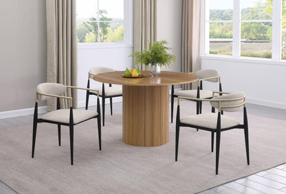 Alexis Upholstered Dining Arm Chair Beige (Set of 2) - 182692