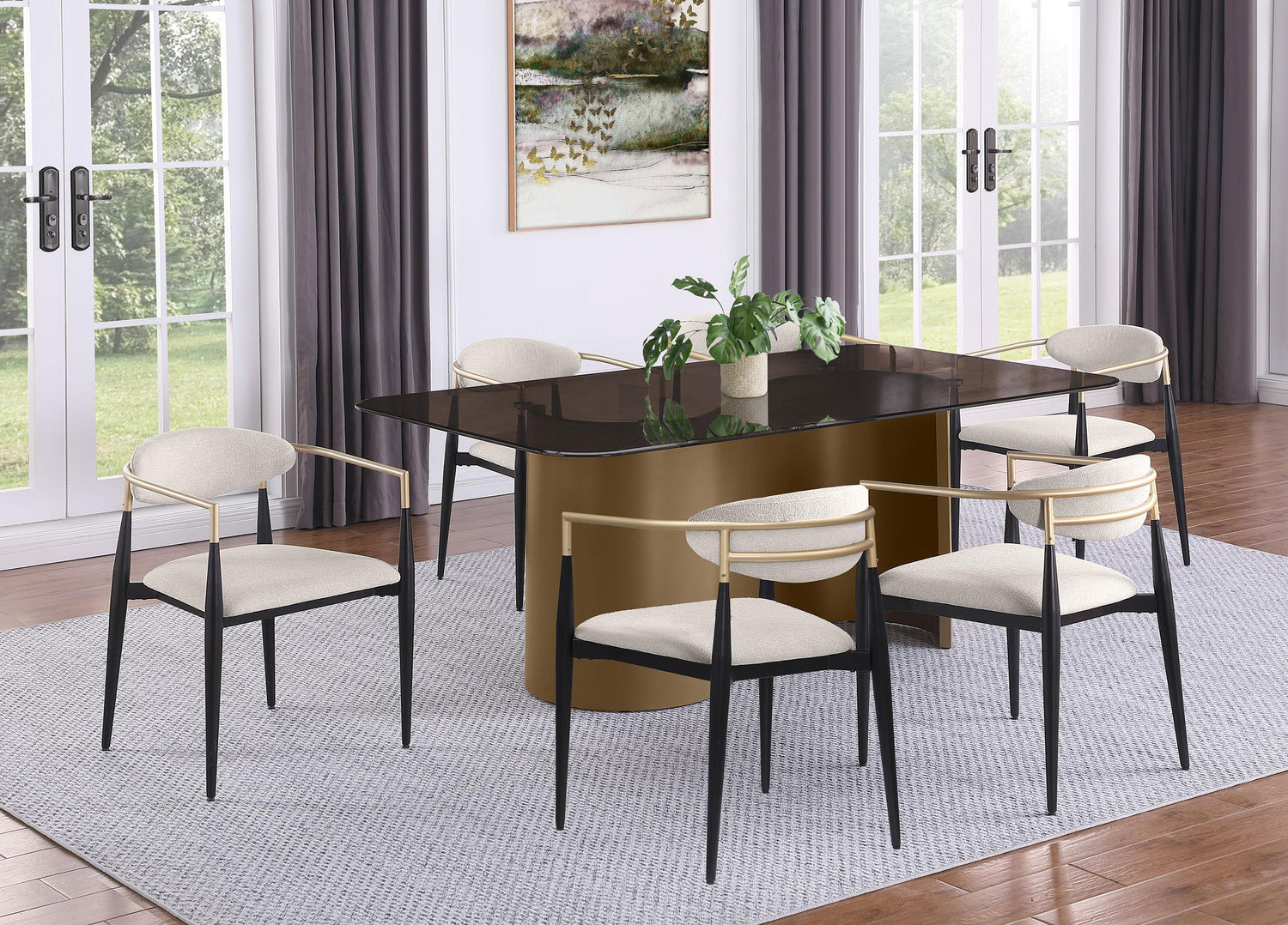 Alexis Upholstered Dining Arm Chair Beige (Set of 2) - 182692