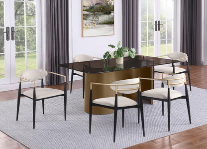 Alexis Upholstered Dining Arm Chair Beige (Set of 2) - 182692