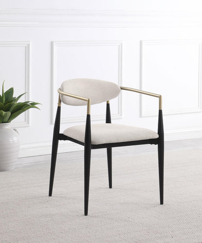 Alexis Upholstered Dining Arm Chair Beige (Set of 2) - 182692