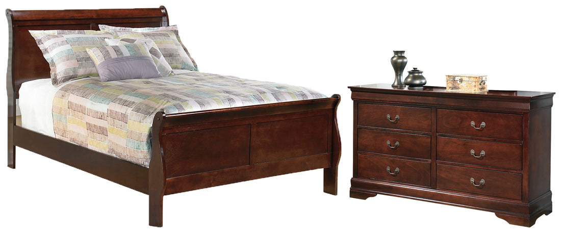 Alisdair Full Sleigh Bed with Dresser in Reddish Brown - PKG004942