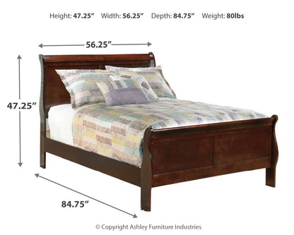 Alisdair Full Sleigh Bed with Mirrored Dresser and 2 Nightstands in Reddish Brown - PKG004966