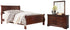 Alisdair King Sleigh Bed with Mirrored Dresser in Reddish Brown - PKG004980