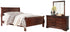 Alisdair Queen Sleigh Bed with Mirrored Dresser in Reddish Brown - PKG000507