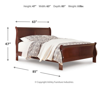 Alisdair Queen Sleigh Bed with Mirrored Dresser in Reddish Brown - PKG000507