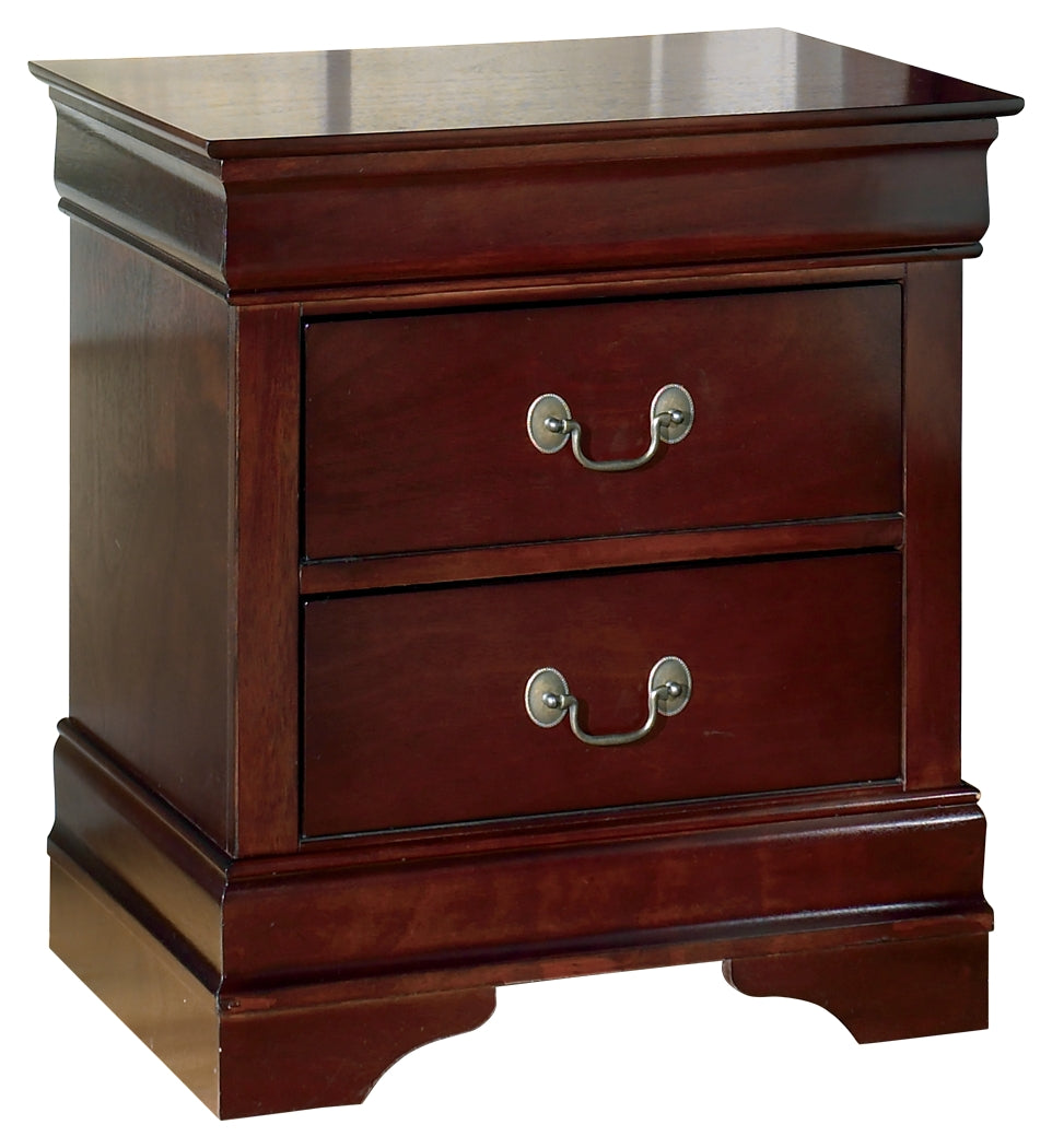 Alisdair Twin Sleigh Bed with Mirrored Dresser, Chest and Nightstand in Reddish Brown - PKG004976