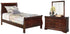 Alisdair Twin Sleigh Bed with Mirrored Dresser in Reddish Brown - PKG000532