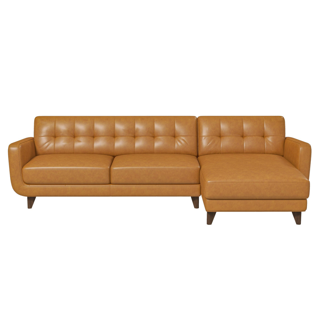 Allison Right-Facing Tan Leather Sectional Sofa - SEC00102402