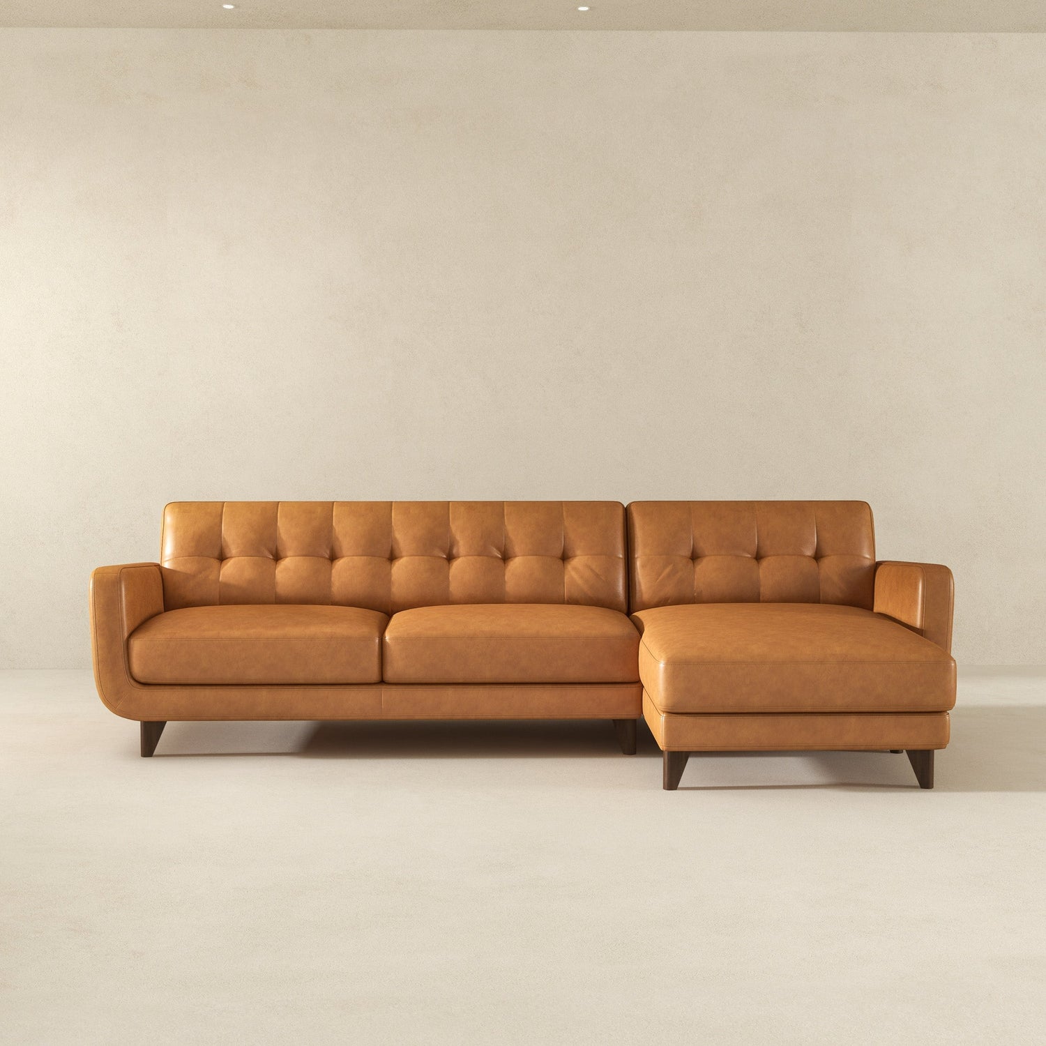 Allison Right-Facing Tan Leather Sectional Sofa - SEC00102402