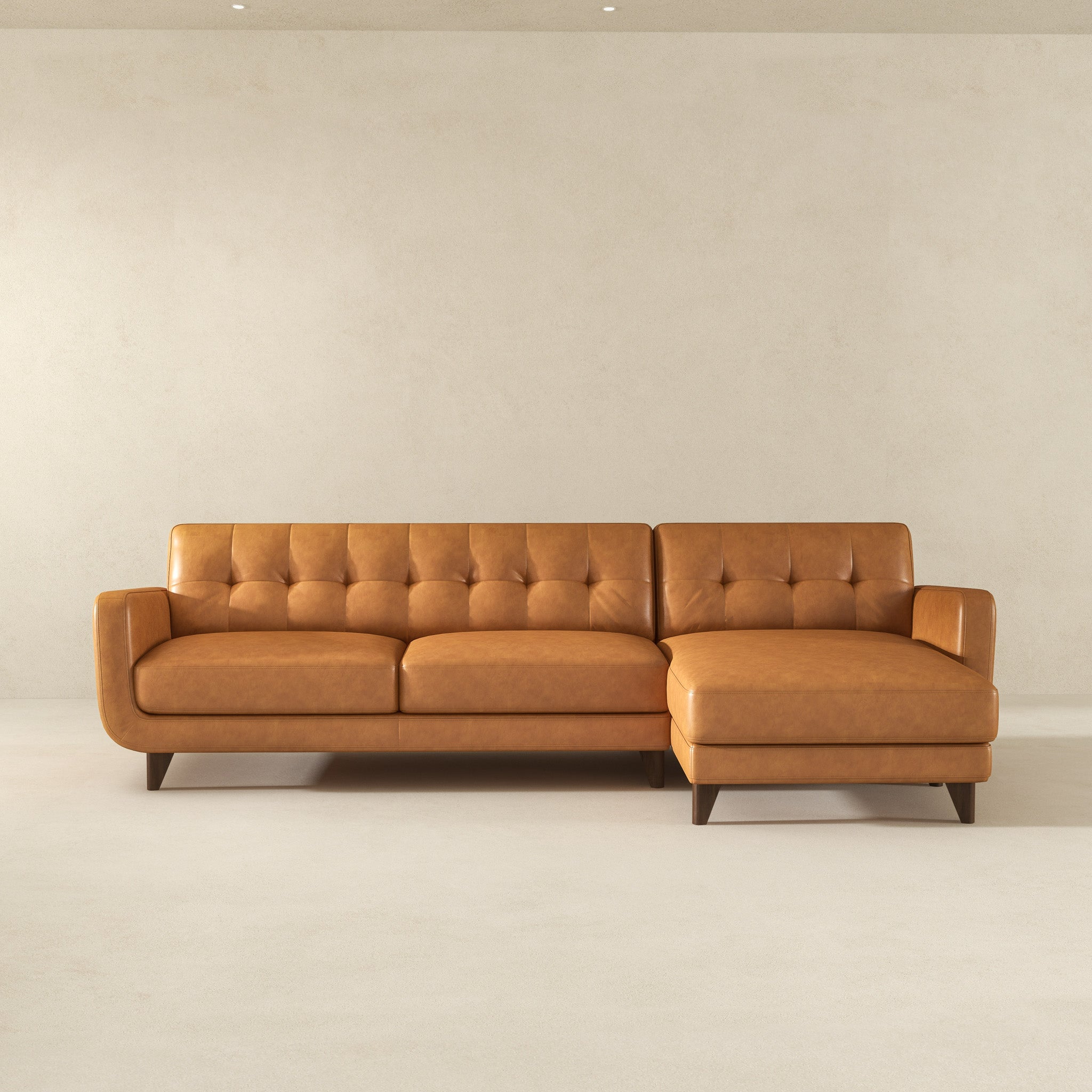 Allison Right-Facing Tan Leather Sectional Sofa - SEC00102402