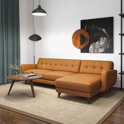 Allison Right-Facing Tan Leather Sectional Sofa - SEC00102402