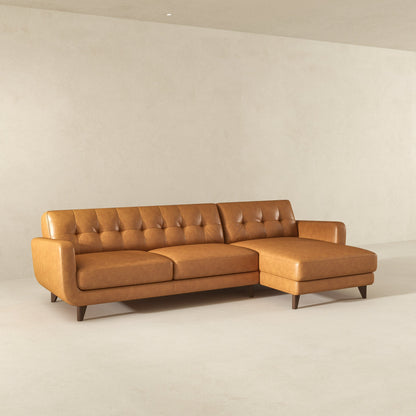 Allison Right-Facing Tan Leather Sectional Sofa - SEC00102402