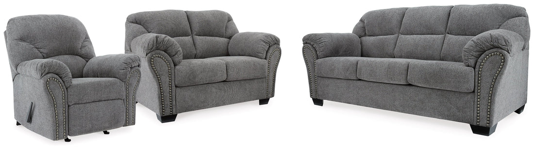 Allmaxx Sofa, Loveseat and Recliner in Pewter - PKG002322