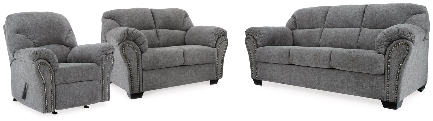 Allmaxx Sofa, Loveseat and Recliner in Pewter - PKG002322