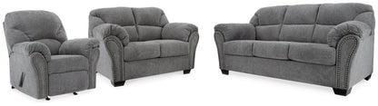 Allmaxx Sofa, Loveseat and Recliner in Pewter - PKG002322