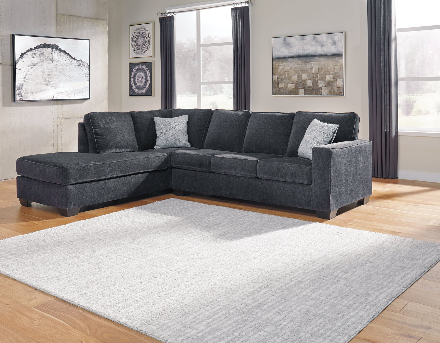 Altari 2-Piece Sectional with Ottoman in Slate from Ashley - Luna Furniture