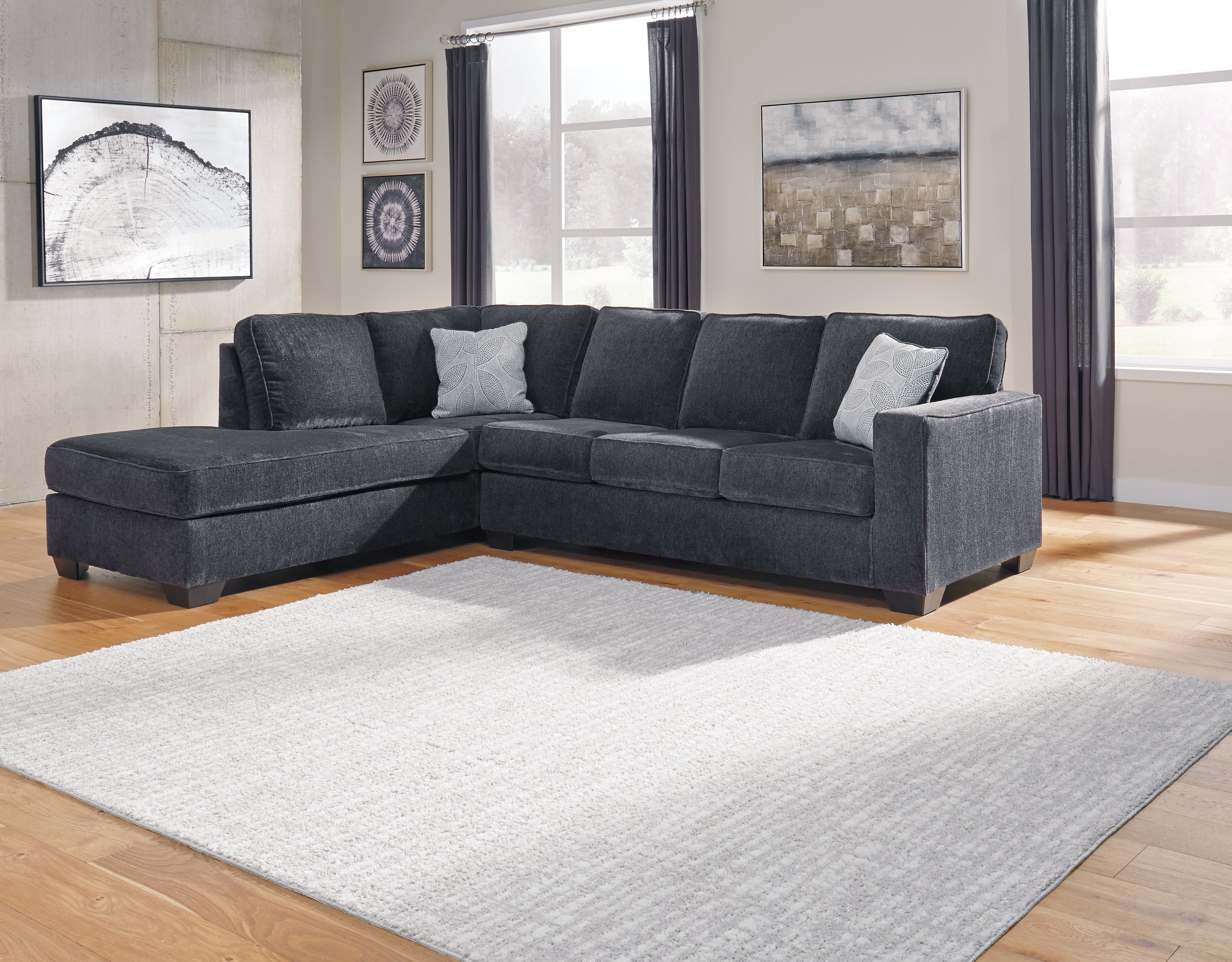 Altari 2-Piece Sectional with Ottoman in Slate from Ashley - Luna Furniture