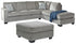 Altari 2-Piece Sleeper Sectional with Ottoman in Alloy from Ashley - Luna Furniture