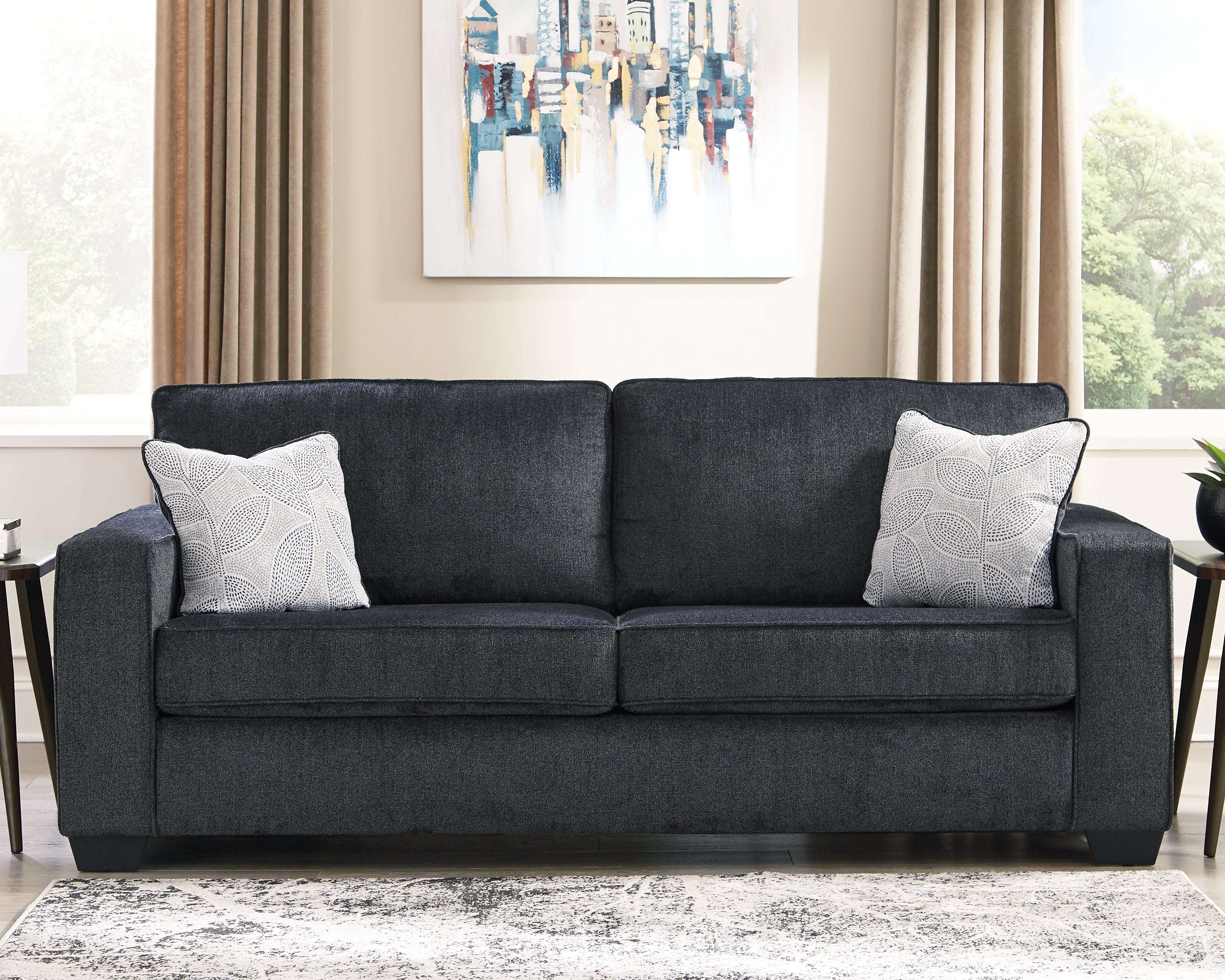 Altari Slate Queen Sofa Sleeper, Loveseat, Chair and Oversized Ottoman - 87213U12