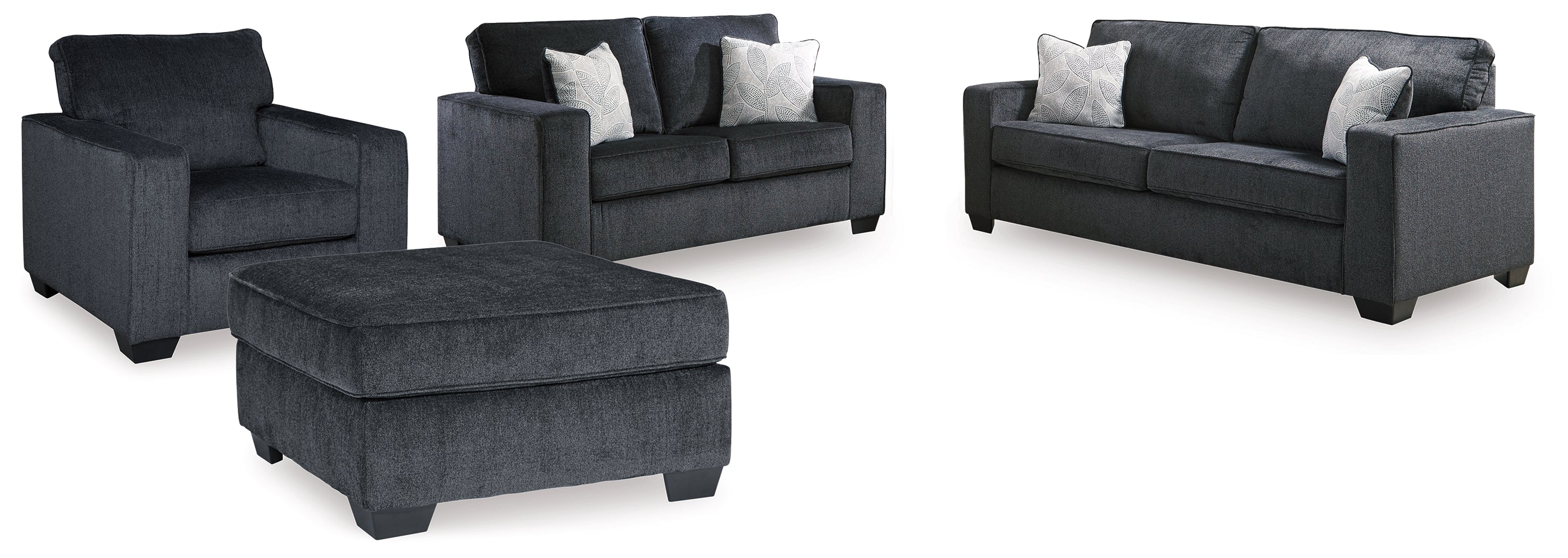 Altari Slate Queen Sofa Sleeper, Loveseat, Chair and Oversized Ottoman - 87213U12