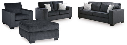 Altari Slate Queen Sofa Sleeper, Loveseat, Chair and Oversized Ottoman - 87213U12
