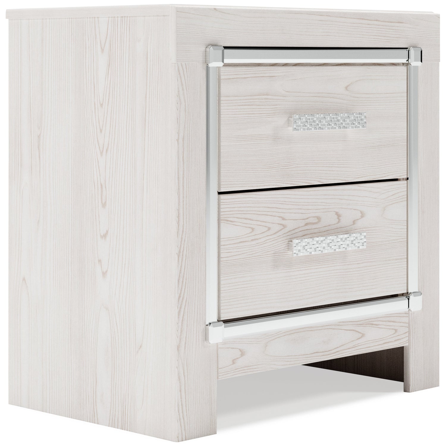 Altyra King Bookcase Headboard Bed with Mirrored Dresser, Chest and 2 Nightstands in White - PKG009489