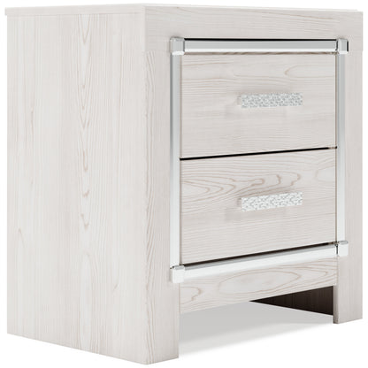 Altyra King Bookcase Headboard Bed with Mirrored Dresser, Chest and 2 Nightstands in White - PKG009489