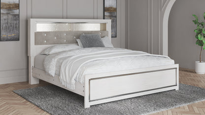 Altyra King Panel Bookcase Bed with Dresser in White - PKG009436