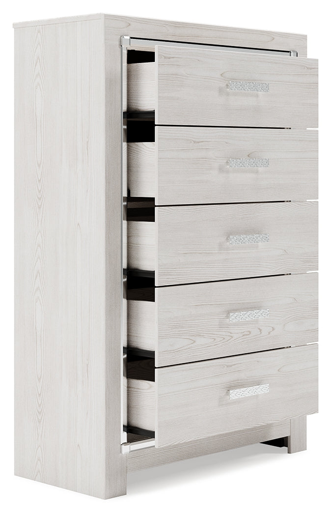Altyra White King Storage Bed, Dresser, Mirror and 2 Chests - B2640B45