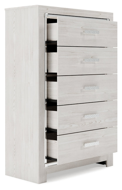 Altyra White King Storage Bed, Dresser, Mirror and 2 Chests - B2640B45