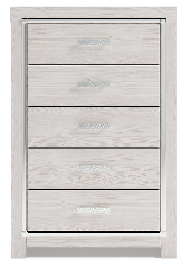 Altyra White King Storage Bed, Dresser, Mirror and 2 Chests - B2640B45